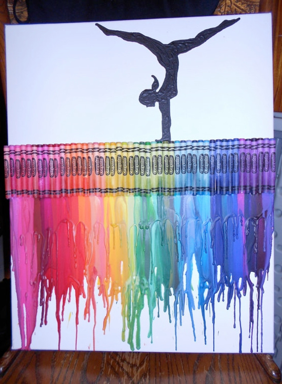 melted crayon art blue