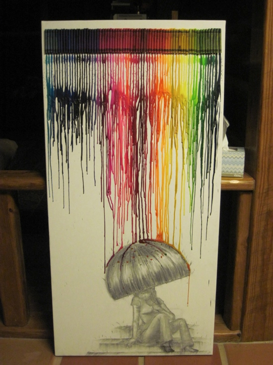 silhouette umbrella melted crayon