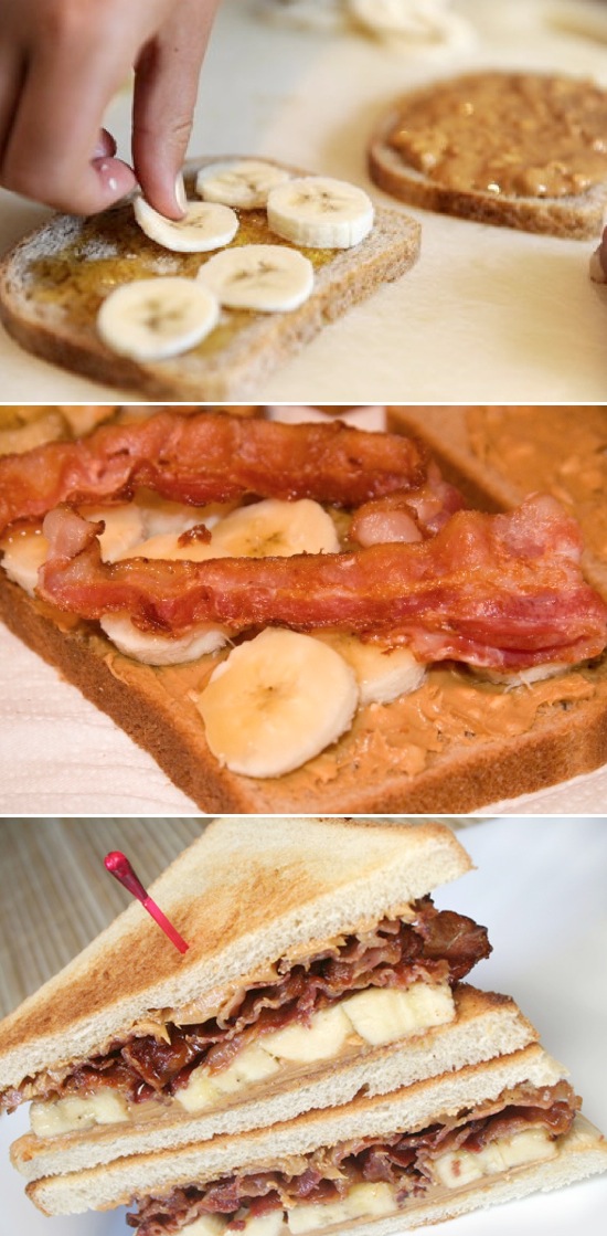 Grilled peanut butter banana and bacon sandwich! Serious comfort food.