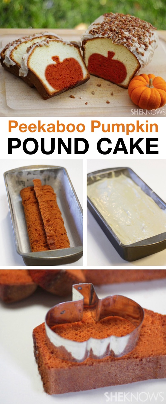Looking for easy pumpkin fall desserts? Check out this fun and creative peekaboo pumpkin pound cake! Your family is going to love this fall inspired dessert idea. It's quick, easy and simple to make with common ingredients. Great gift idea for coworkers, neighbors and friends.