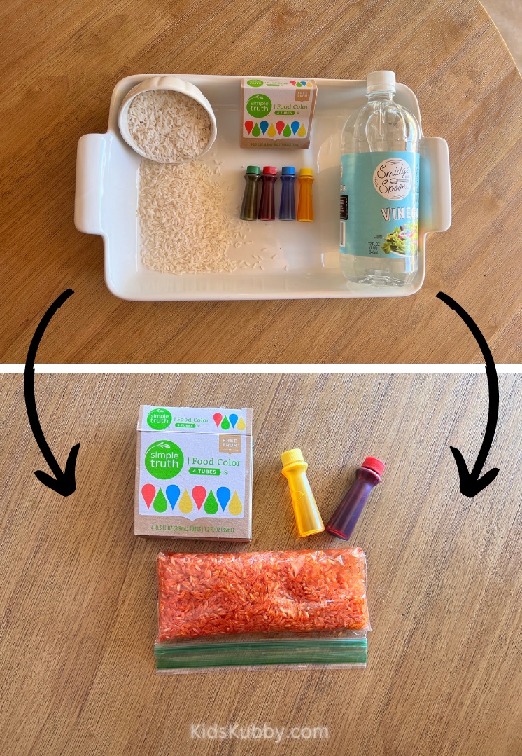 2 Fast and Easy Ways to Make Rainbow Rice - Kids Kubby