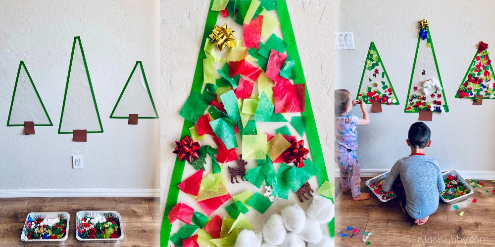 Tissue Paper Christmas Tree Craft Window Decorations