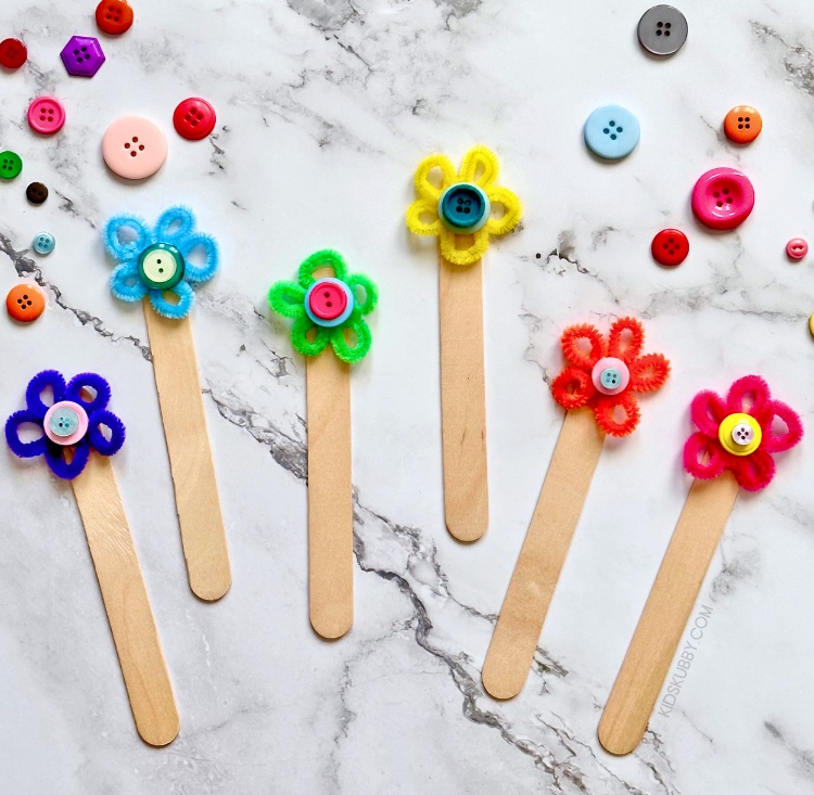 Popsicle Stick DIY - Flower Bookmark Craft for Kids