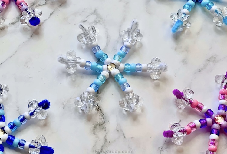 DIY Snowflake Decorations with Pipe Cleaners and Beads