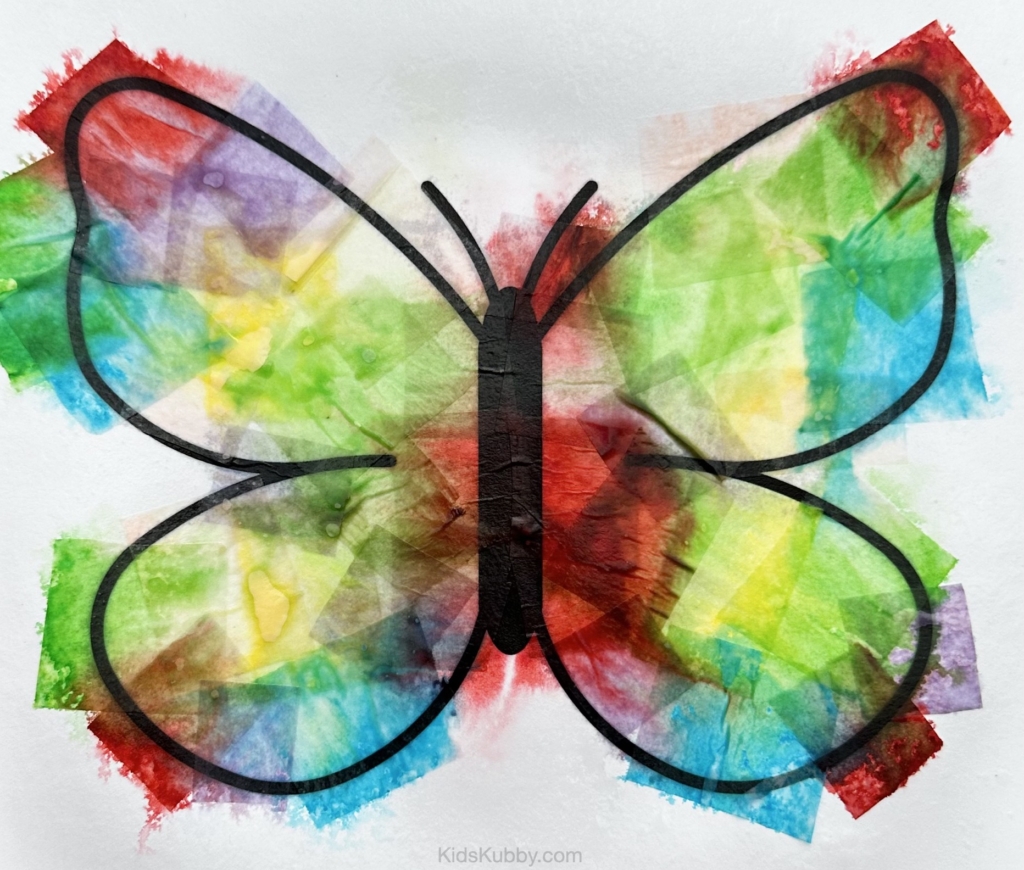 Tissue Paper Painted Butterfly Art