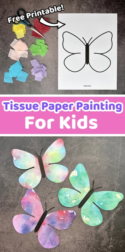 Tissue Paper Painted Butterfly Art