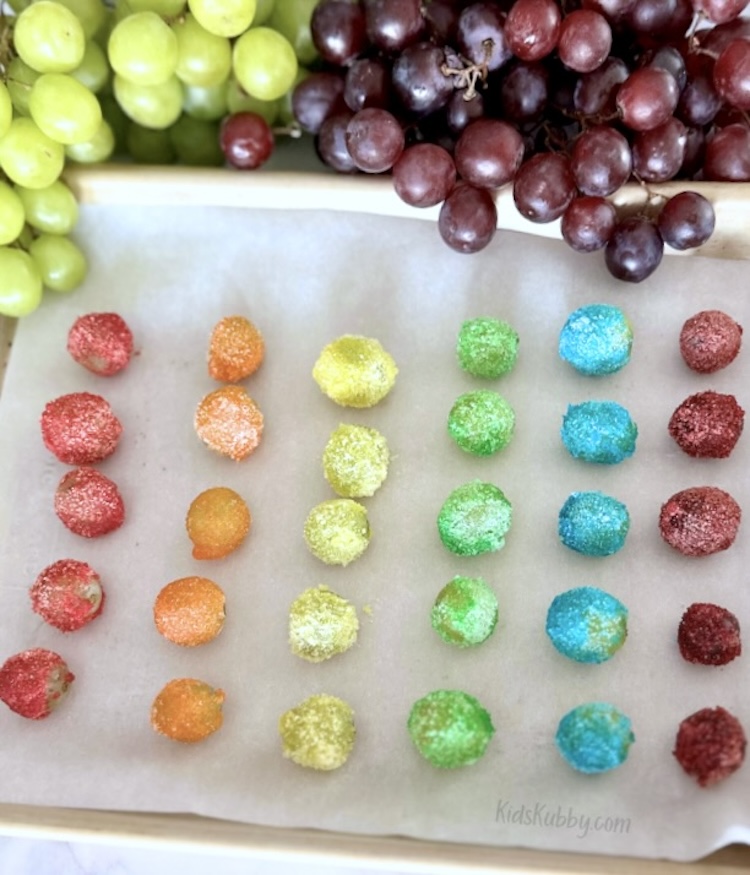 Check out this fun recipe for jello covered grapes using just 2 ingredients. This budget friendly summer treat is so yummy. A frozen dessert that kids will love. 