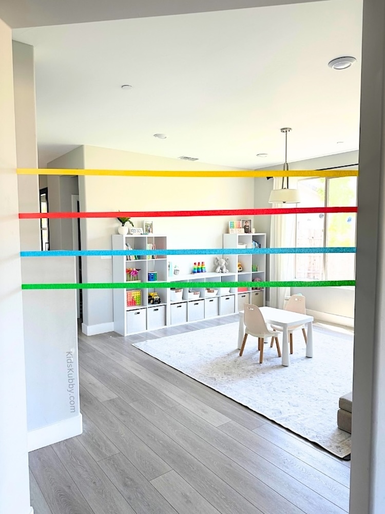 Fun masking tape idea! Break out your tape and a few paper plates for this thrilling indoor activity for kids. My preschooler played with this for hours, and he had fun painting the plates in vibrant colors. A craft and activity all wrapped up in one project!