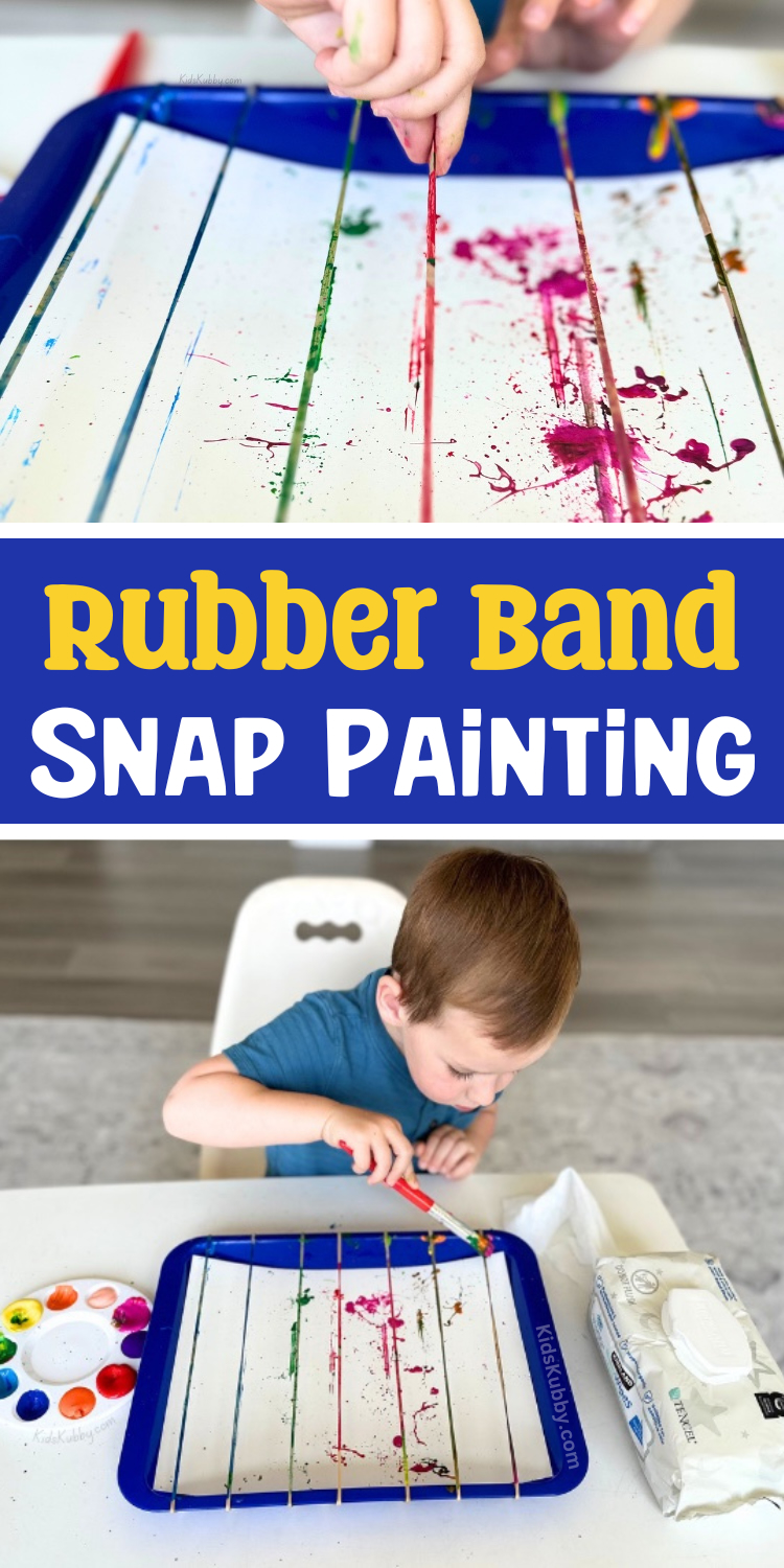 process art project for kids using rubber bands and paint. 