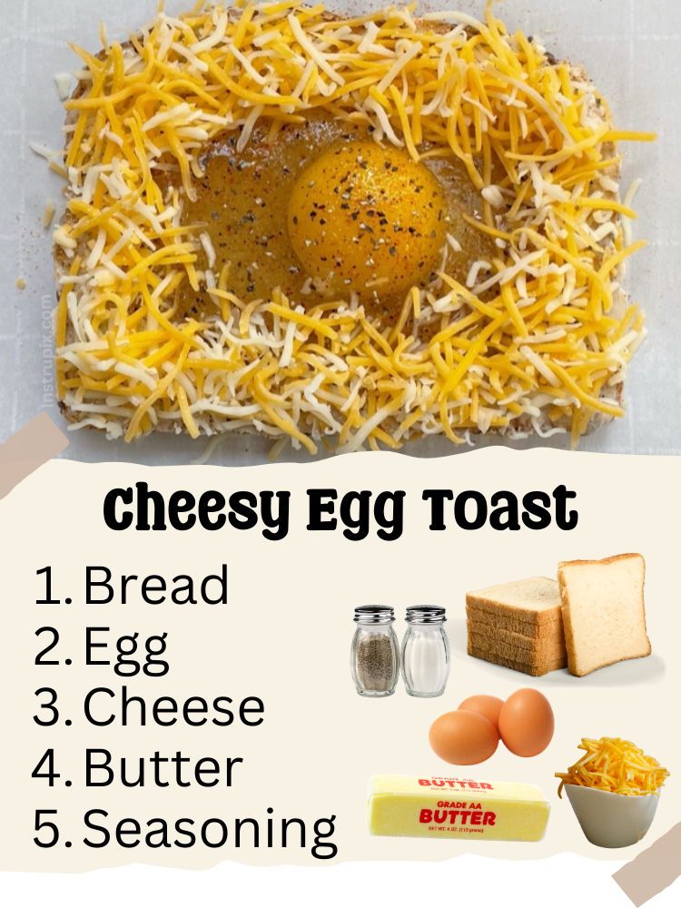 Easy baked egg toast with cheese that's perfect for breakfast. This simple healthy meal is great for kids and adults on busy weekday mornings. 