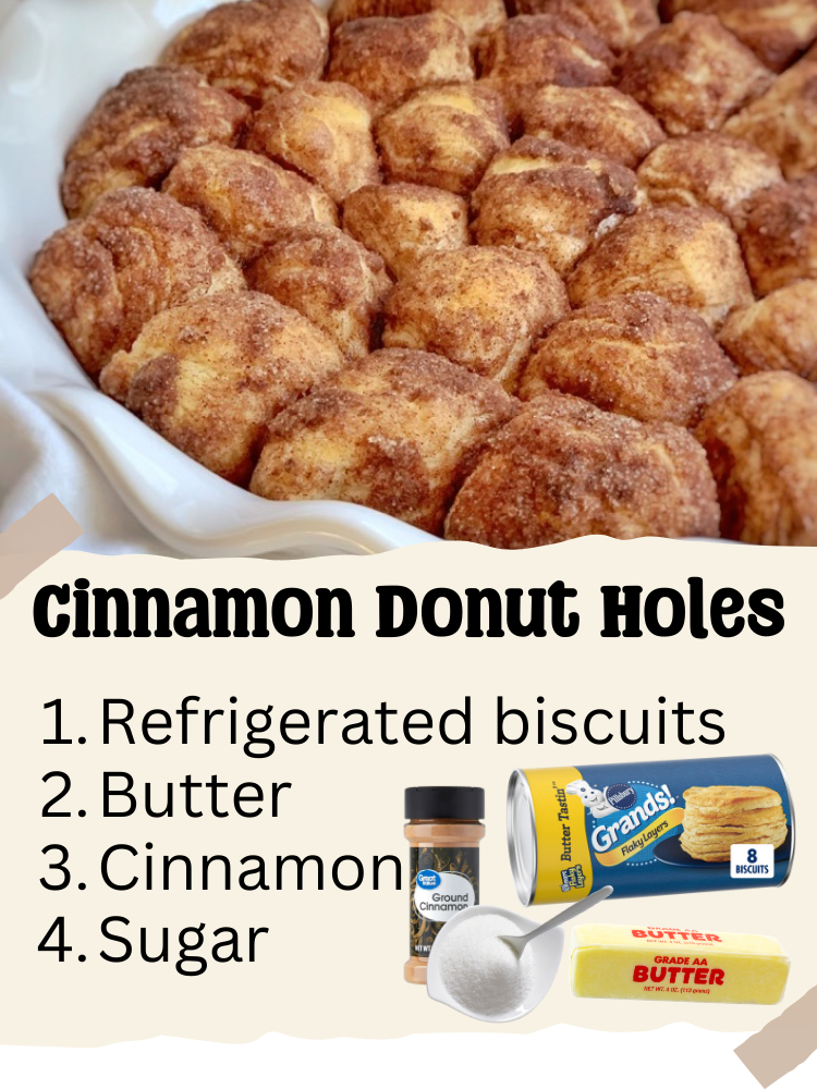 A combination of cinnamon and sugar on fluffy biscuits that makes the best homemade donut holes ever. No frying required! Make this simple recipe ahead of time to make breakfast time a breeze. 