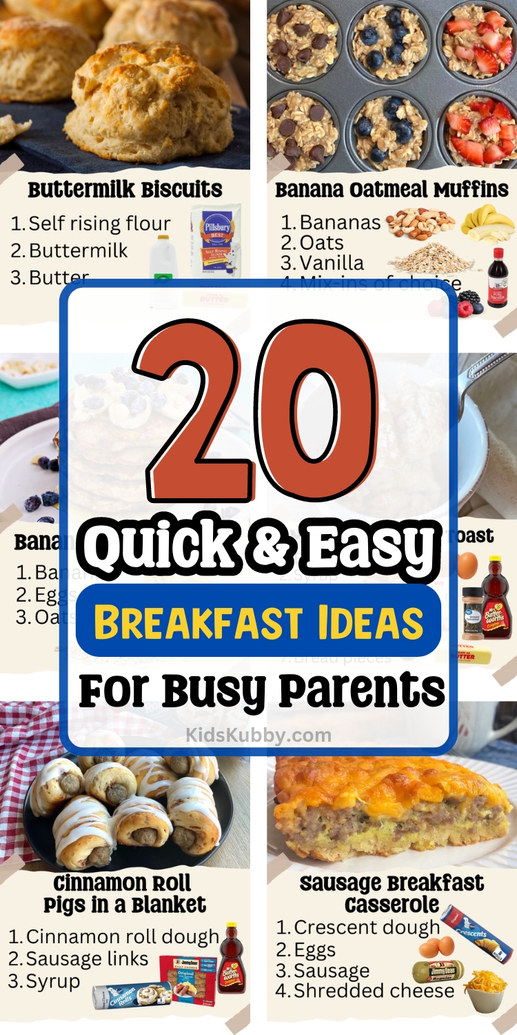 Do you struggle with weekday breakfast ideas? Check out this list of 20 quick and easy breakfast ideas for busy parents. Each recipe is kid friendly and so yummy! try meal prepping these amazing recipes for easier weekday mornings. 