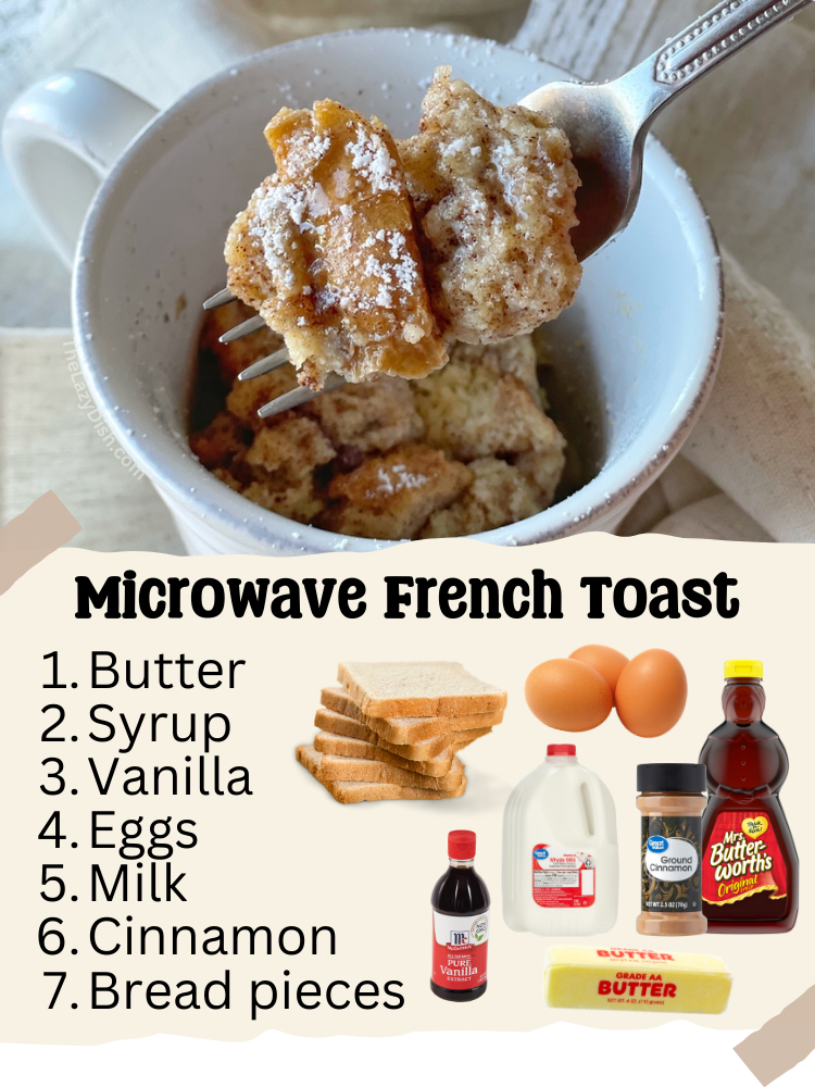 If you like cake in a mug recipes then you're going to love this simple microwave French toast recipe. Use up all the stale bread in one easy mug recipe that's perfect for breakfast on the go!