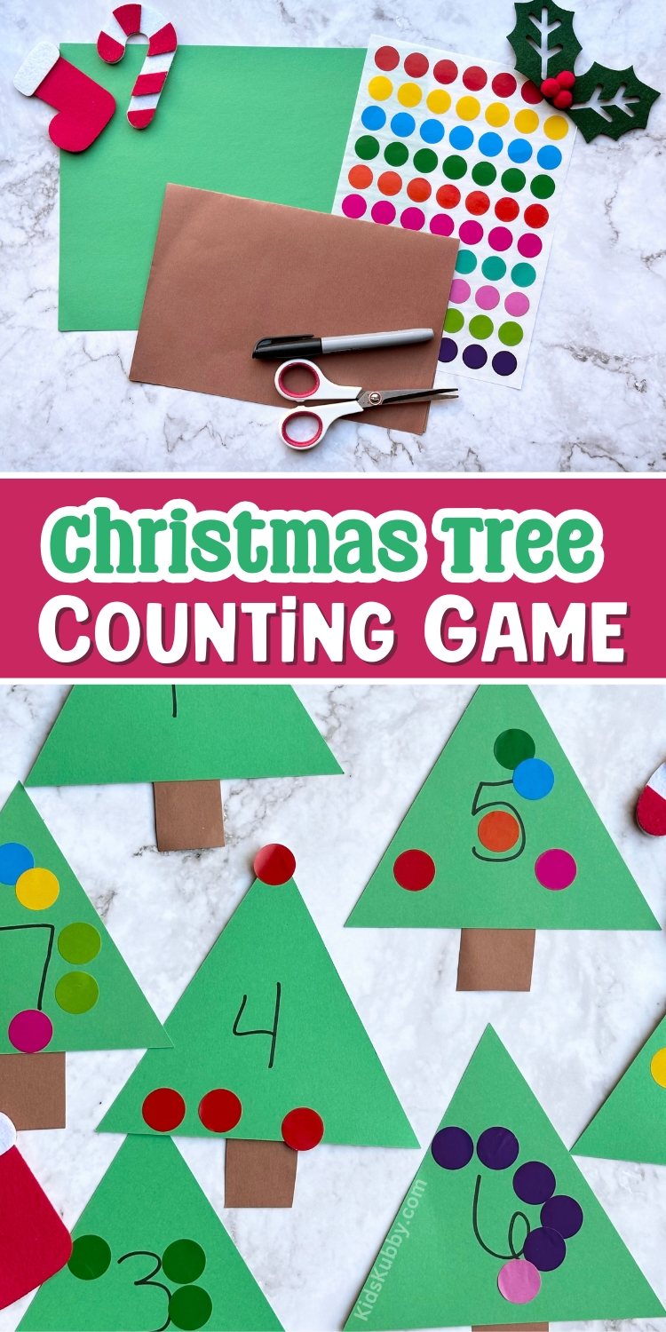 An easy game for kids to work on numbers and counting. This simple and budget friendly activity for kids is so fun for preschoolers and even toddlers. A great indoor Christmas activity for kids. 