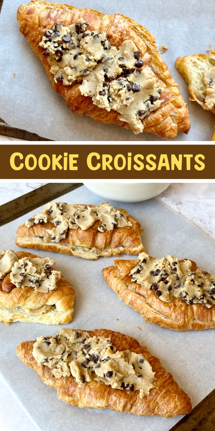 Have you ever had chocolate chip cookie croissants? This is my favorite dessert recipe and it's so easy to make with just 2 ingredients! This is the perfect recipe to make for parties, gatherings, and even breakfast treats. Head to the store today for cookie dough and bakery croissants to make the absolutely best dessert in the world. 