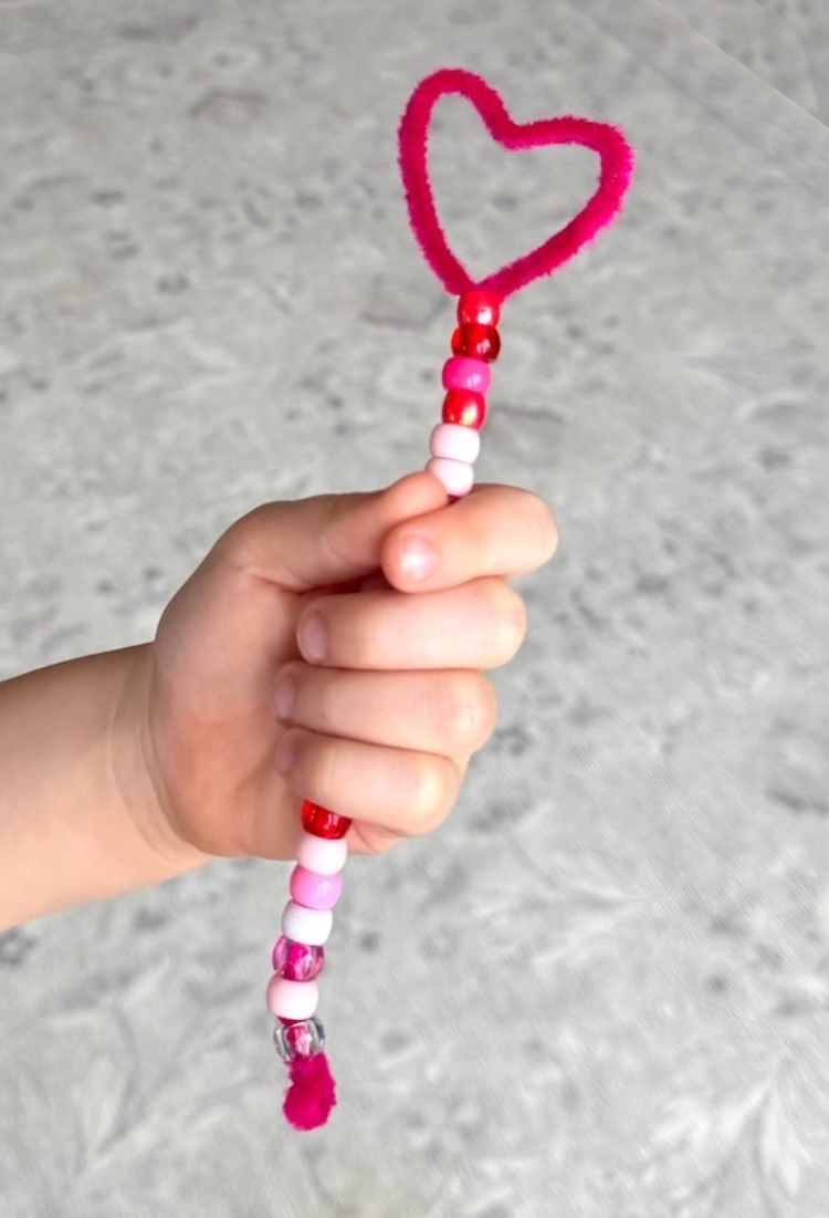 Easy fine motor skills craft for kids to make for Valentine's Day. 