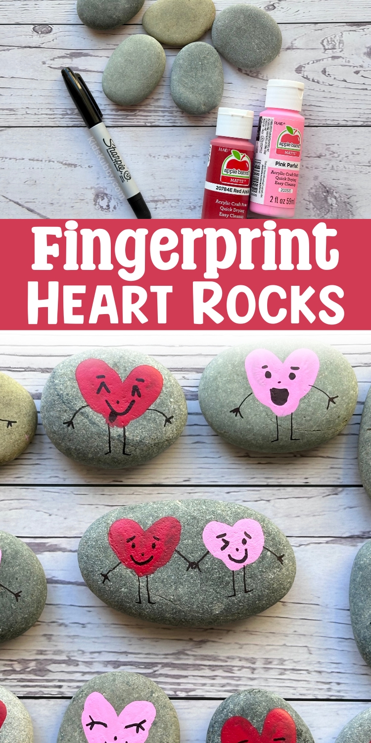 Grab some paint and make these adorable painted heart rocks with your fingerprints. Such a fun keepsake for parents on Valentine's Day. Make sure to show this to the teachers in your life.