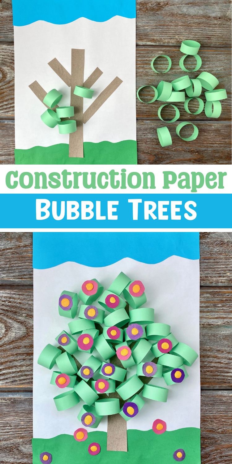 This may be may favorite construction paper craft ever! how adorable are these 3D paper trees using cheap craft supplies you already have on hand? Easy paper art project for young kids.