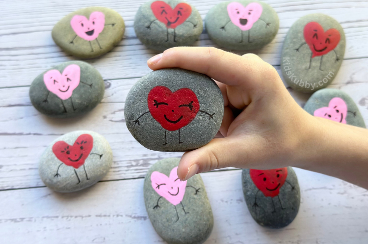 easy to make DIY classroom painted rock art project with just a few supplies. This budget friendly friendship gift idea is perfect for Valentine's Day. 