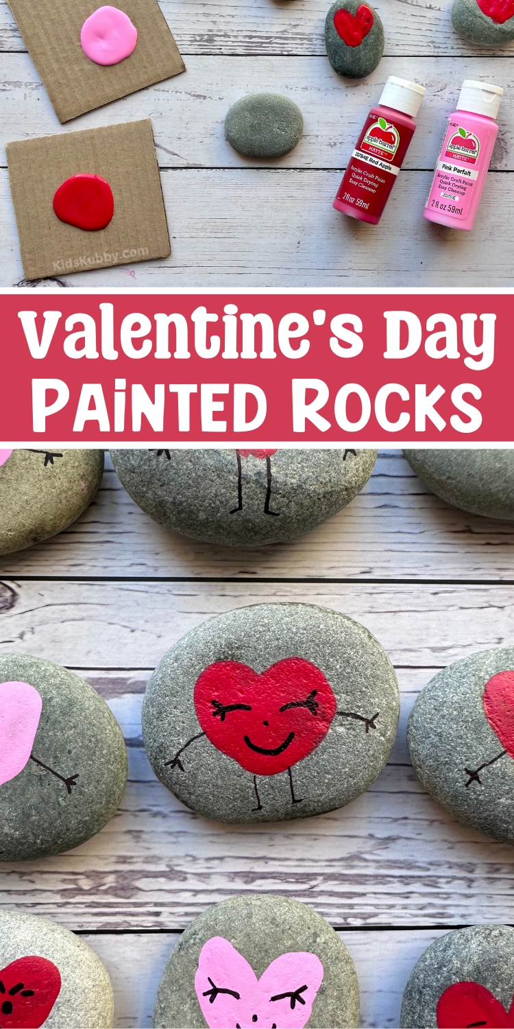 How to make the cutest painted rocks for Valentine's Day using cheap supplies you probably already have at home. An easy art project for kids. 