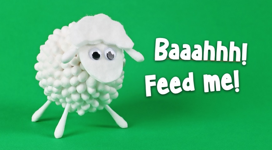 How to make cute sheep with cotton swabs and clay. A fun rainy day craft idea for kids to make.