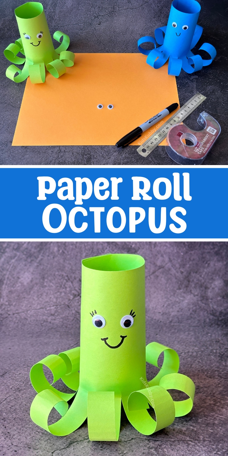 Adorable ocean animal craft for kids using paper and tape. This budget friendly craft is perfect for preschoolers as they learn about the ocean.