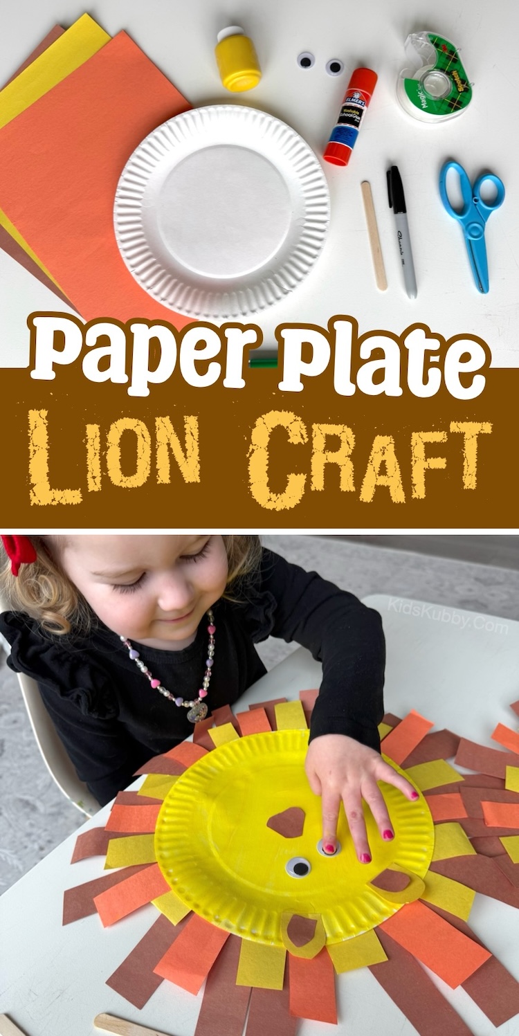 Do you have bored preschoolers at home? Try this rainy day paper craft! How to make a colorful lion mask out of paper plates with step by step instructions. Great for young children ages 2, 3, 4 and 5. Your preschoolers are going to love this easy animal craft!