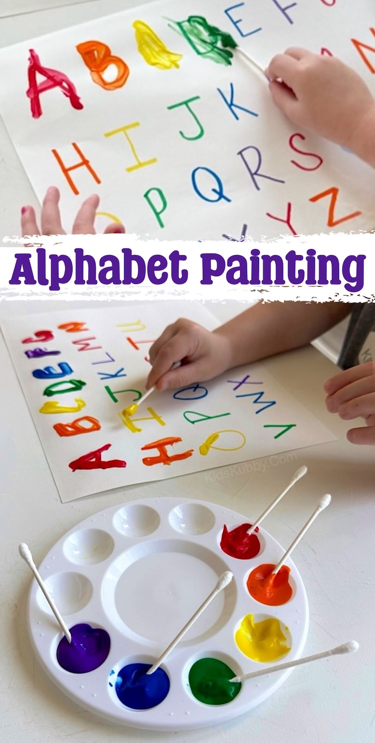 Q-Tip Alphabet Painting is a colorful art project and learning activity in one! Break out your washable paint and some paper for this easy and cheap preschool craft. It's ideal for 3 year olds and 4 year olds who are getting ready for school. 