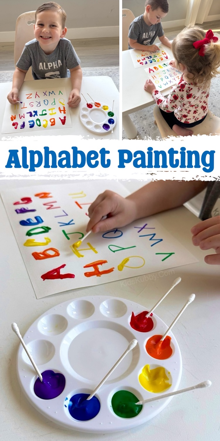 If your preschooler is getting ready to start kindergarten, one of the best ways to help them is with letter recognition. Try this fun painting art project that will get them excited about reading! It's cheap and simple to prepare for them to make with q tips, washable paint, markers, and paper. 