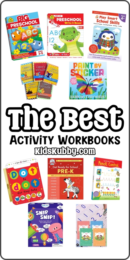 Check out this list of my favorite preschool workbooks that help kids with letter recognition, fine motor skills, counting, shapes, patterns, and more. This list of activity books will get your child ready for kindergarten!